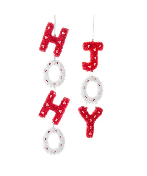 RED AND WHITE CHRISTMAS TEXT ORNAMENT - T3247