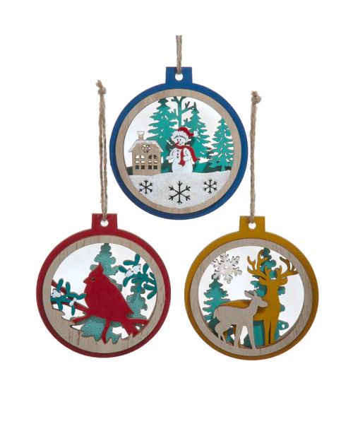 WOODEN SCENE DISC ORNAMENT - C5983
