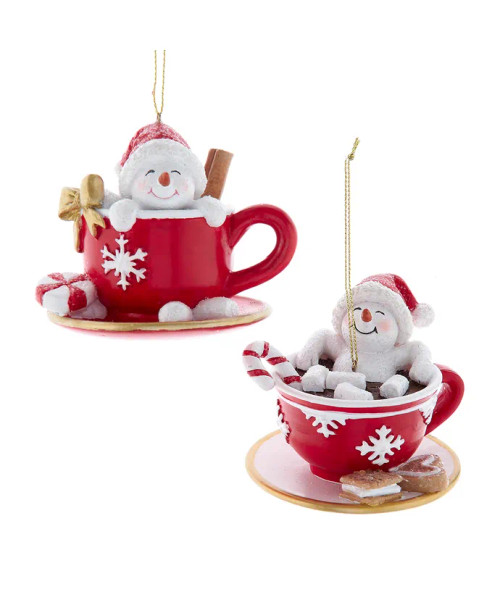 SNOWMAN IN TEACUP ORNAMENT - E0935