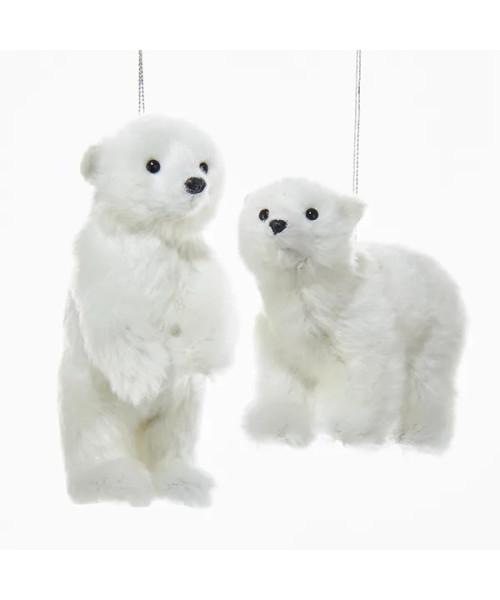 FURRY PLUSH POLAR BEAR ORNAMENT - C4791