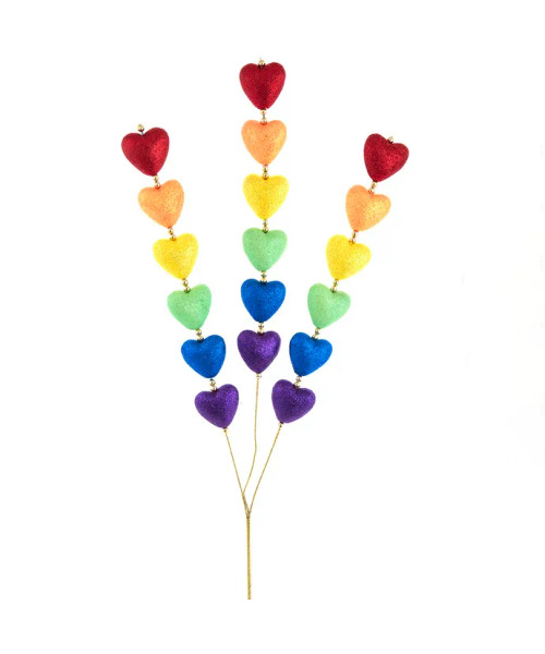 29.5" RAINBOW HEART GLITTERED PICK - C4932