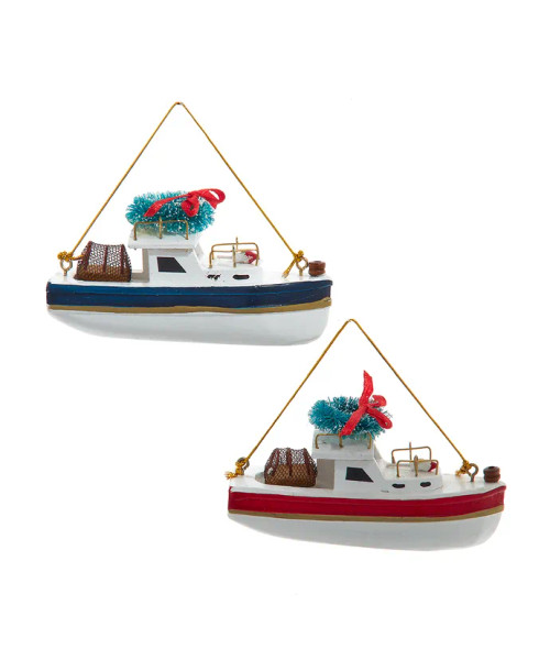 CRAB AND LOBSTER BOAT ORNAMENT - D4454
