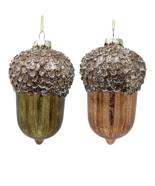 GLASS ANTIQUE ACORN ORNAMENT - D4525