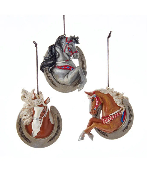 WESTERN HORSESHOE WITH HORSE ORNAMENT - E0694 WESTERN HORSESHOE WITH HORSE ORNAMENT - E0694