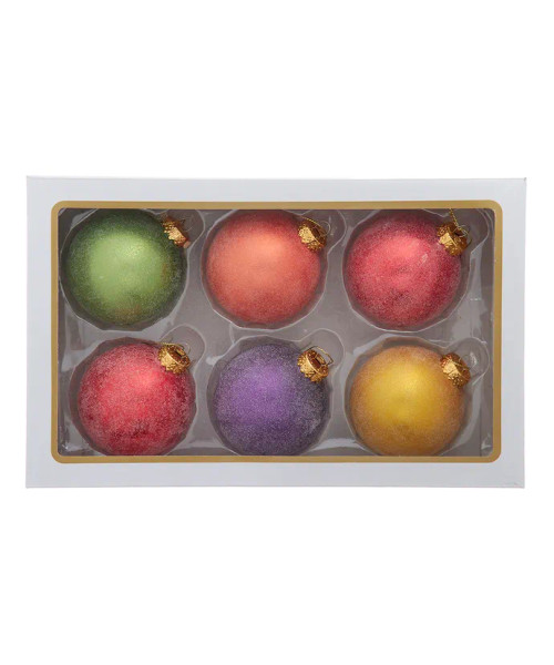 80MM GLASS SUGAR FROSTED SOLID COLOR ORNAMENT - GG1053