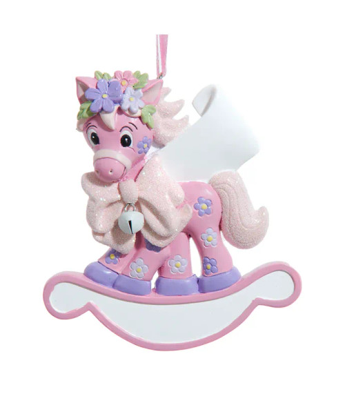 "BABY'S FIRST CHRISTMAS" ROCKING HORSE GIRL ORNAMENT - H5693G "BABY'S FIRST CHRISTMAS" ROCKING HORSE GIRL ORNAMENT - H5693G