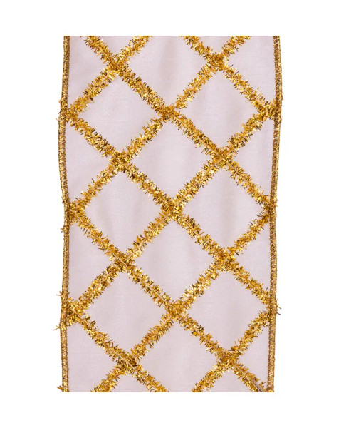 TINSEL DIAMOND PATTERN WIRE RIBBON - IN1167 TINSEL DIAMOND PATTERN WIRE RIBBON - IN1167