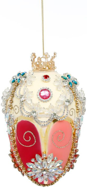 FABERGE JEWEL EGG ORNAMENT IVORY AND ROSE 7" - 36-45960 FABERGE JEWEL EGG ORNAMENT IVORY AND ROSE 7" - 36-45960