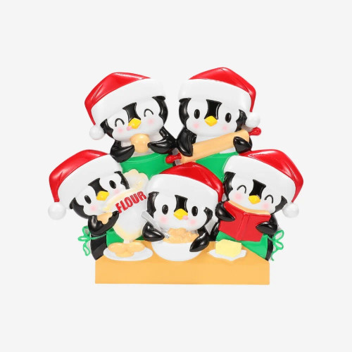 FAMILY OF 5 PENGUIN BAKING ORNAMENT - OR2664-5