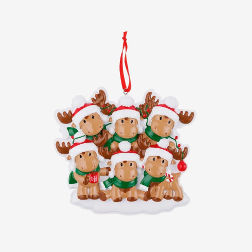 FAMILY OF 6 CUTESY MOOSE ORNAMENT - OR2467-6 FAMILY OF 6 CUTESY MOOSE ORNAMENT - OR2467-6