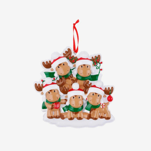 FAMILY OF 5 CUTESY MOOSE ORNAMENT - OR2467-5 FAMILY OF 5 CUTESY MOOSE ORNAMENT - OR2467-5