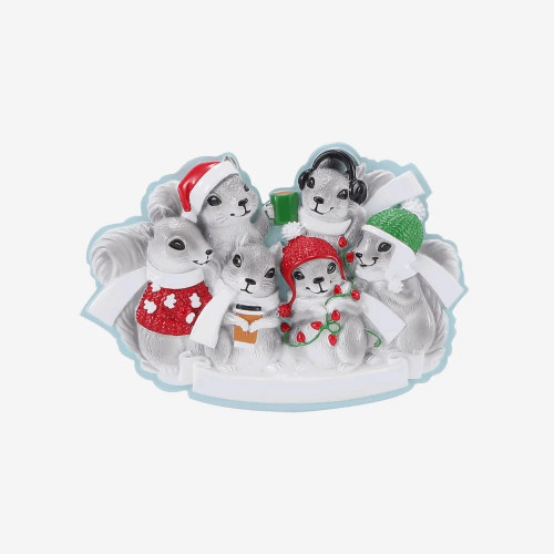 FAMILY OF 6 GRAY SQUIRRELS ORNAMENT - OR2466-6