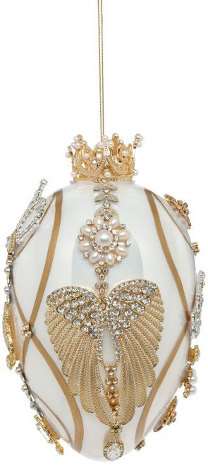 FABERGE JEWEL EGG ORNAMENT IVORY AND PURPLE 7" - 36-45966 FABERGE JEWEL EGG ORNAMENT IVORY AND PURPLE 7" - 36-45966