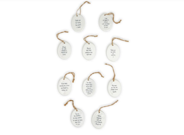 PORCELAIN SGRAFFITO STYLE OVAL ORNAMENT - E6989-UN