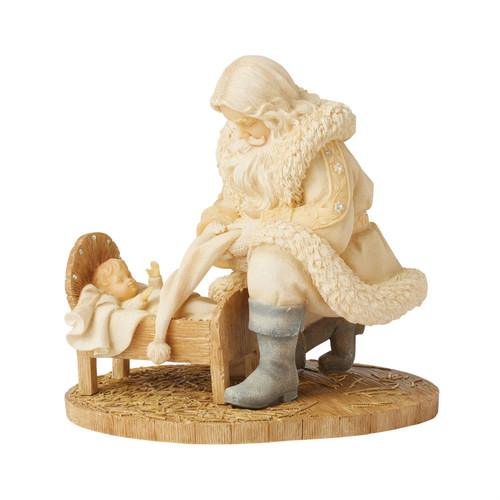 NEUTRAL SANTA KNEELING TO BABY JESUS - 6016861
