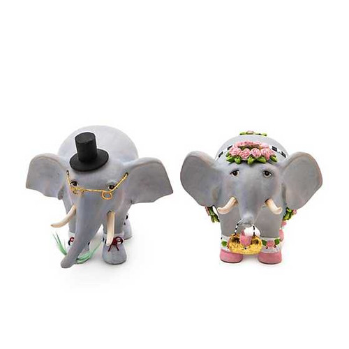 EVELYN AND ELLIS - SET OF 2 HAND-PAINTED NOAH'S ARK ELEPHANTS - 08-41109