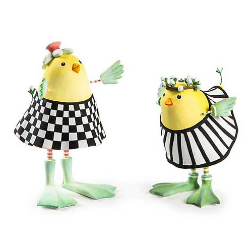 SET OF 2 HAND-PAINTED DRESSED UP CHICKS - 08-41143