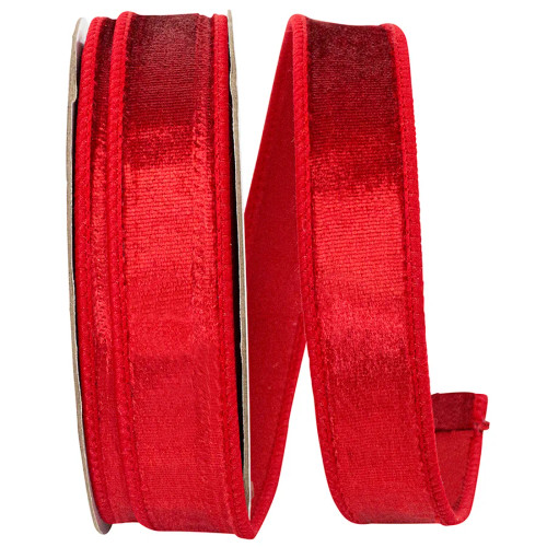 1" 10 YARDS - RED DESIGNER ELITE PLUSH VELVET WIRED EDGE RIBBON - 92898W-065-05F 1" 10 YARDS - RED DESIGNER ELITE PLUSH VELVET WIRED EDGE RIBBON - 92898W-065-05F