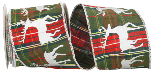 4" 10 YARDS - MULTICOLOR PLAID DEER DUPIONI WIRED EDGE RIBBON - 92672W-001-10F 4" 10 YARDS - MULTICOLOR PLAID DEER DUPIONI WIRED EDGE RIBBON - 92672W-001-10F
