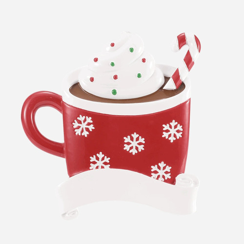SINGLE HOT COCOA MUG WITH CANDY CANE ORNAMENT - OR2993