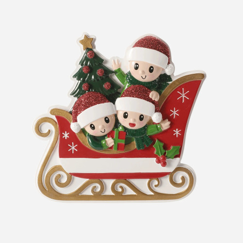 FAMILY OF 3 IN RED SLEIGH ORNAMENT - OR2904-3