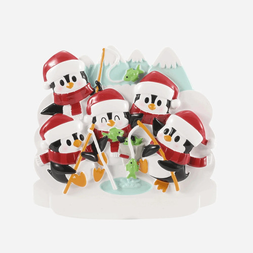 FAMILY OF 5 PENGUINS ICE FISHING ORNAMENT - OR2911-5