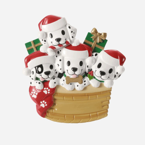 FAMILY OF 4 DALMATIAN PUPPY ORNAMENT - OR2910-4