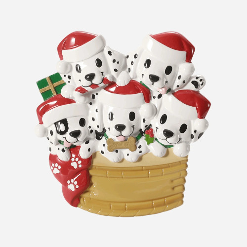 FAMILY OF 5 DALMATIAN PUPPY ORNAMENT - OR2910-5