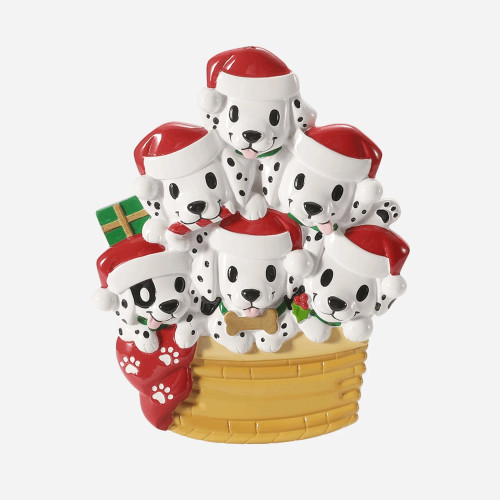 FAMILY OF 6 DALMATIAN PUPPY ORNAMENT - OR2910-6