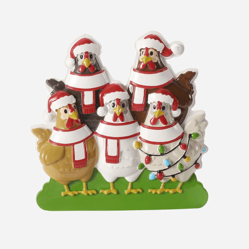 FAMILY OF 5 CHICKENS ORNAMENT  - OR2903-5