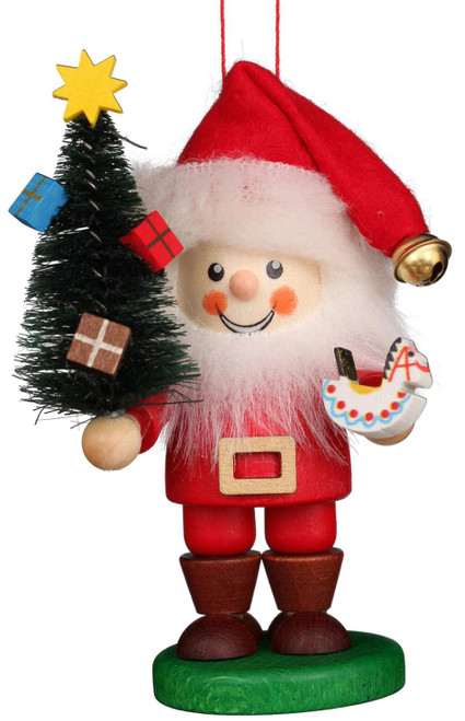 SANTA HOLDING TREE AND ROCKING HORSE ORNAMENT - 13-0800