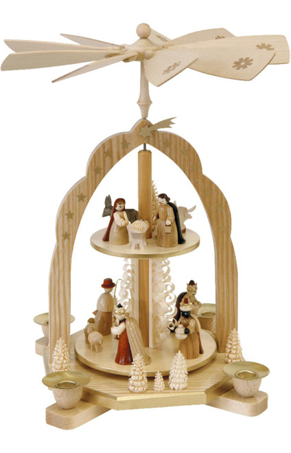 2 TIER NATURAL NATIVITY SCENE AND WISEMAN PYRAMID - 16212