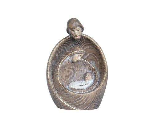 DOLFI ITALIAN HAND-CARVED WOODEN BLOCK HOLY FAMILY ORNATE FACES -ASH 2" - 17034005EEC