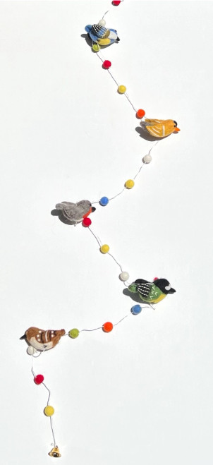 6' FELT BIRD AND POM POM GARLAND - FG207BIRDS