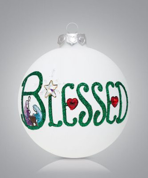 BLESSED NATIVITY GLASS ORNAMENT - 2501