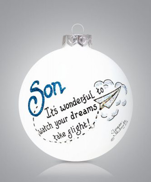 SON DREAMS TAKE FLIGHT GLASS ORNAMENT - 2511