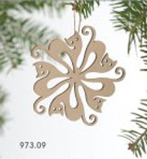 SWEDISH WOODEN CAT SNOWFLAKE ORNAMENT - 973.09