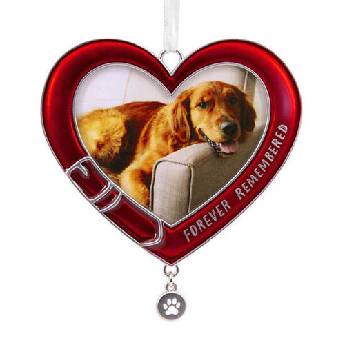 PET MEMORIAL COLLAR HEART PHOTO HOLDER ORNAMENT - 1HAJ2010