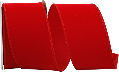 2-1/5" 10 YARDS VALUE VELVET RED WIRED EDGE RIBBON - 92270W-065-40F 2-1/5" 10 YARDS VALUE VELVET RED WIRED EDGE RIBBON - 92270W-065-40F