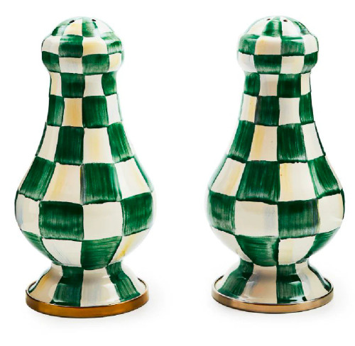 EMERALD CHECK SALT AND PEPPER SHAKERS SET OF 2 - 89234-1040