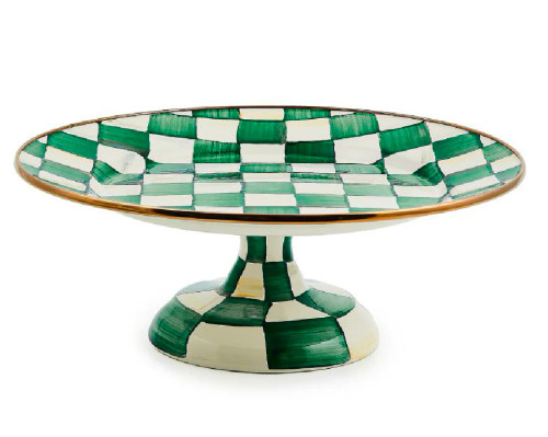 EMERALD CHECK SMALL PEDESTAL PLATTER - 89422-1040