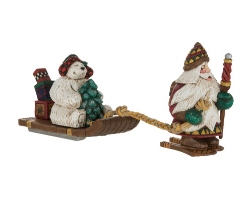 SNOWSHOE SANTA WITH POLAR BEAR 7" - S1067