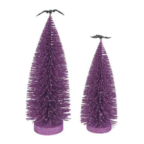HALLOWEEN - GONE BATTY PURPLE TREES SET OF 2 - 6014700