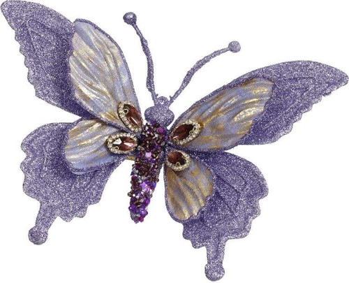 7" GLITTERED JEWEL PURPLE BUTTERFLY CLIP-ON ORNAMENT - 07-33208-PUR 7" GLITTERED JEWEL PURPLE BUTTERFLY CLIP-ON ORNAMENT - 07-33208-PUR
