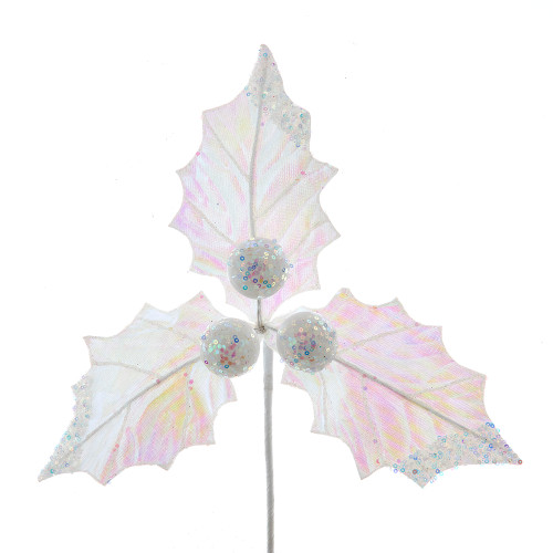 IRIDESCENT HOLLY LEAF PICK WITH GLITTER - C9585 IRIDESCENT HOLLY LEAF PICK WITH GLITTER - C9585