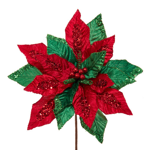RED AND GREEN VELVET POINSETTIA - C9594