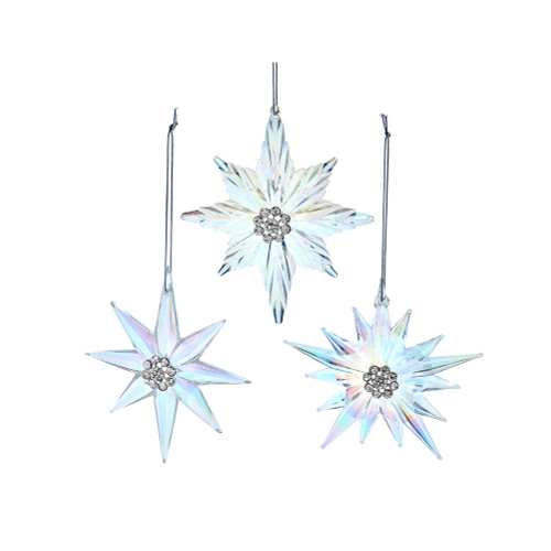 OPALESCENT SNOWFLAKES WITH STONES - D4689