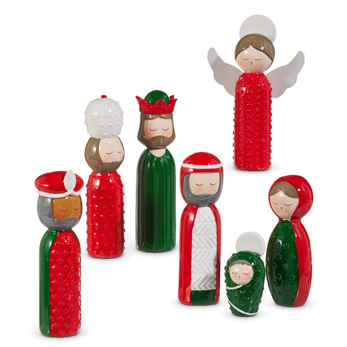PEG FIGURINE NATIVITY - SET OF 7 - 4510482