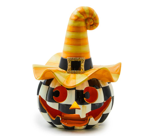 ILLUMINATED HAPPY JACK PUMPKIN WITH YELLOW HAT - 35509-0912