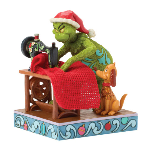 GRINCH SEWING SANTA SUIT - JIM SHORE - 6017059